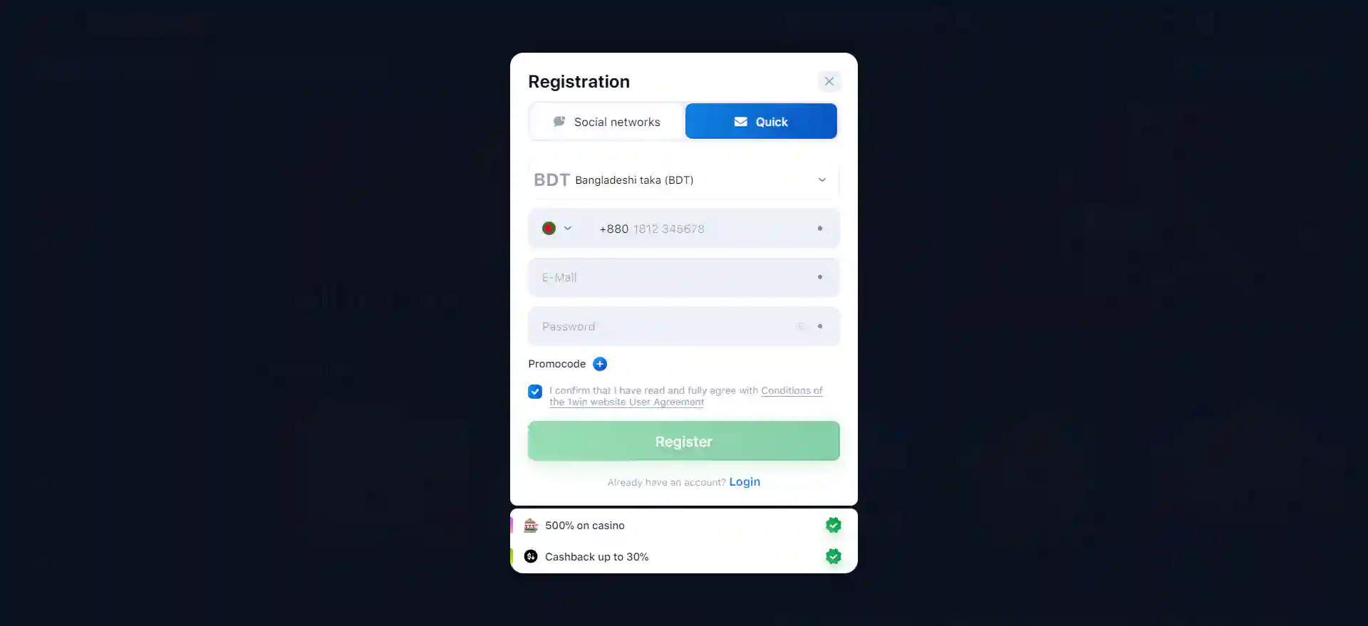 1win login bd registration in casino