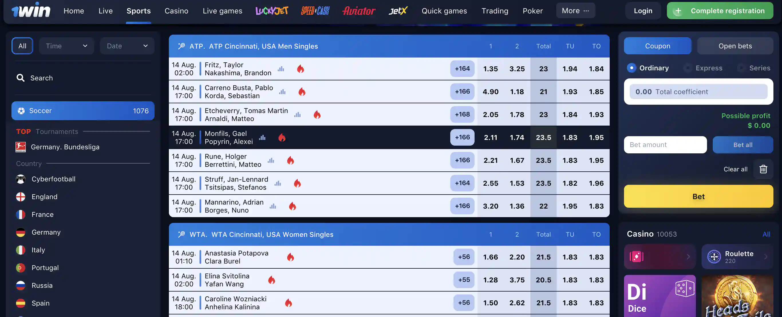 1win games in casino Bangladesh